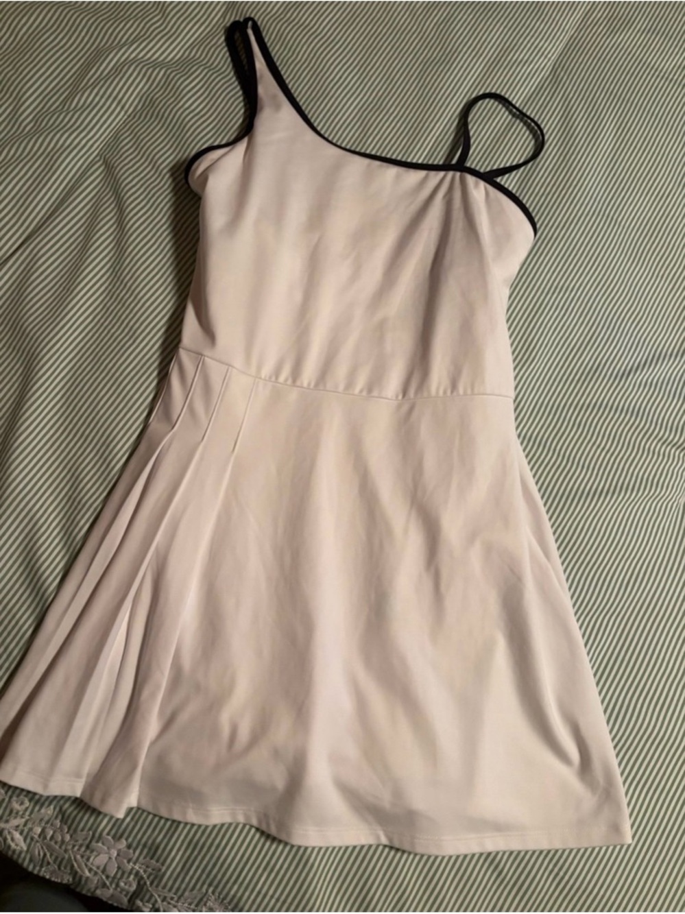 all in motion white One-Shoulder Dress with Black Trim